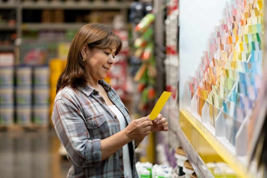 rewrite this title in other words: If I Could Only Buy and Hold a Single Stock, This Would Be It shopper looks at paint color samples at home improvement store