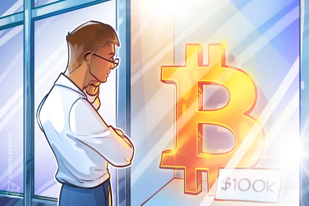 rewrite this title in other words: Bitcoin May Rebound to Six-Figures Before October, BTC Price Technicals Suggest Cointelegraph