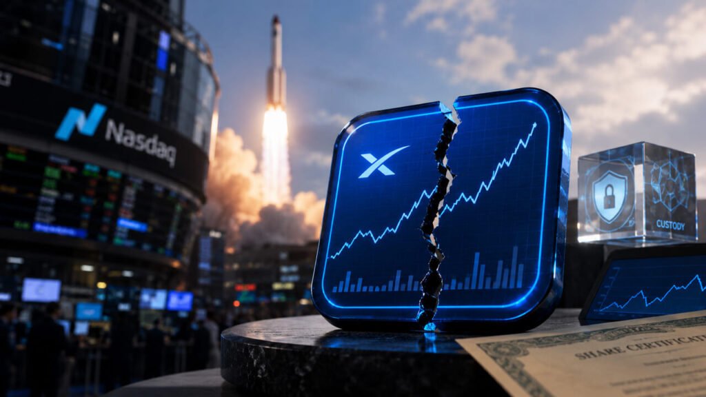 rewrite this title in other words: SpaceX’s IPO exposes the first crack in tokenized stocks Gino Matos