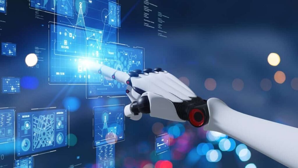 Controversial View: BlackBerry’s Stock May Not Be Worth It A robotic hand interacting with a visual AI touchscreen display.