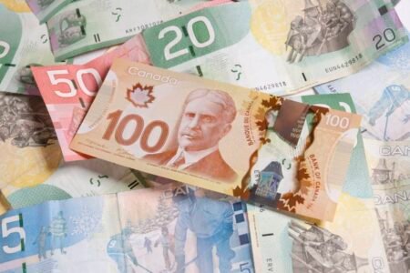 Paper Canadian currency of various denominations